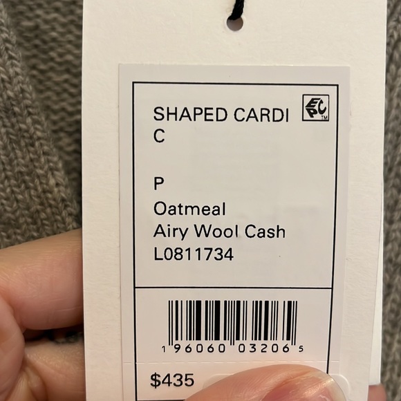 NWT Theory Wool & Cashmere Blend Cardigan Sweater Gray (Oatmeal) Soft & Warm P 0 - Picture 11 of 16